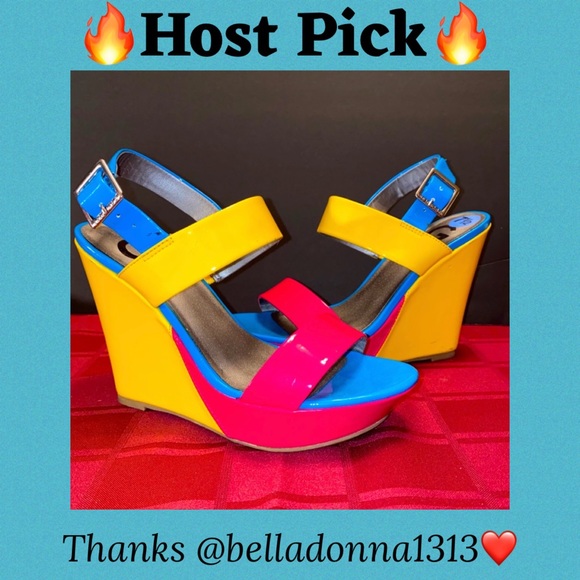 🔥G by Guess Multicolor Pink, Yellow & Blue Wedge Like New 7.5 CUTE! 🌺3xHost Pick - Picture 11 of 11